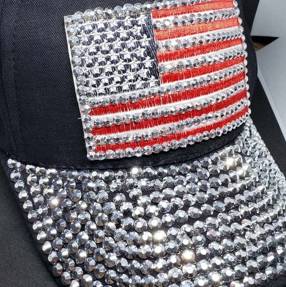 Ashley Collection Accessories - American Flag Rhinestone Baseball Cap